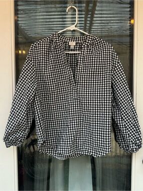 Gingham V-Neck Blouse